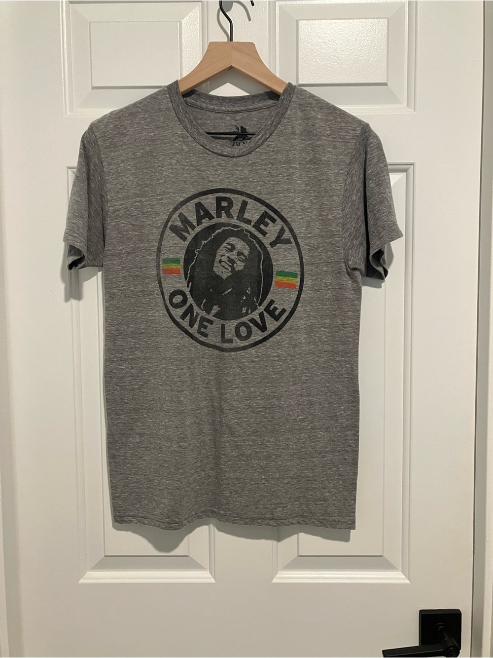 Bob Marley One Love Men's Grey Graphic Crewneck Tee Concert Shirt